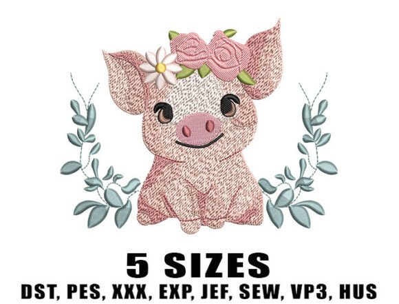Floral Baby Pig Embroidery Design Review for Boutique Sweatshirts
