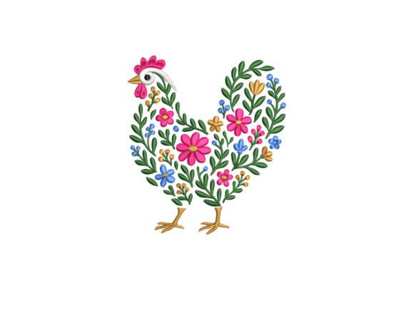 Floral Chicken Embroidery Designs: A Seasonal Delight
