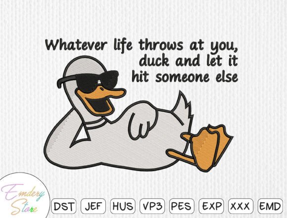 Funny Duck Quote Embroidery Design Review for Small Business Merch