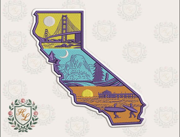 Layers of California Embroidery Files for Boutique Sweatshirts