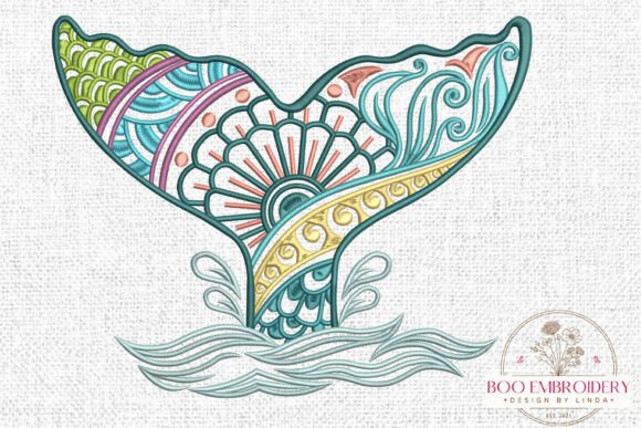 Mandala Whale Tail Embroidery Design Review for Boutique Sweatshirts
