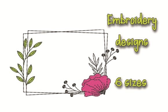 Poppies Frame Embroidery Design Flower