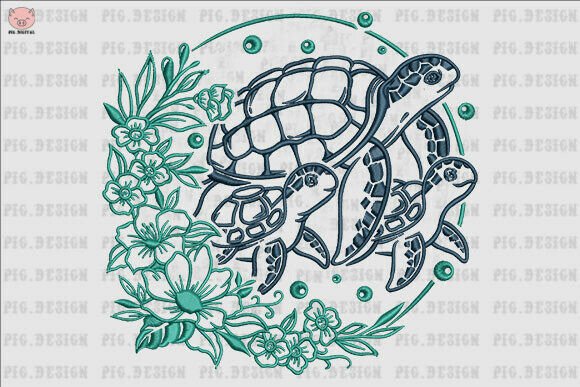 Sea Turtle Embroidery for Boutique Sweatshirts